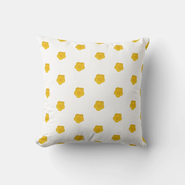 Guldfärgad vildblomma fotopattern  kudde (Framsida)