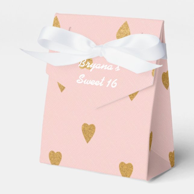 Guldfärgade hjärtan Rosa födelsedagspresentförpack Presentaskar (Framsidan Sidan)