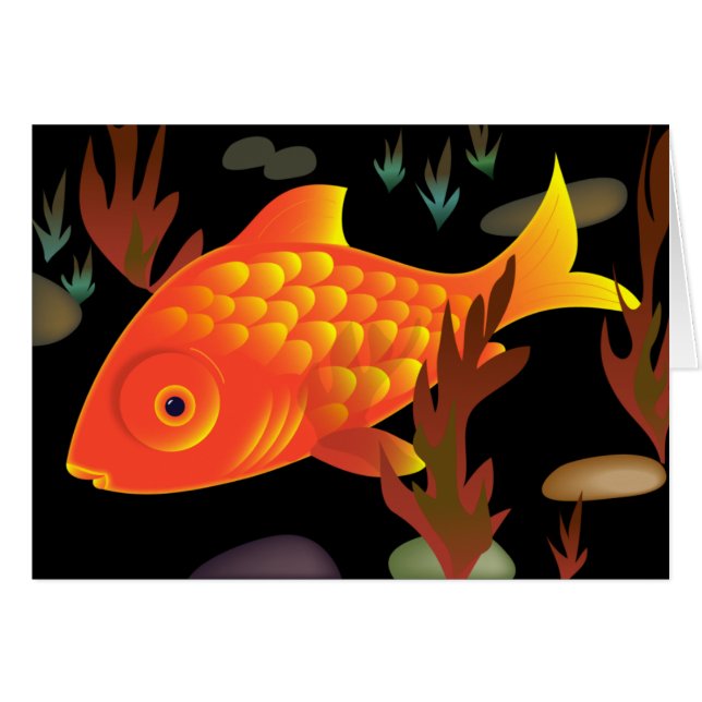 Guldfisk djupt hälsningskort (Framsidan Horizontal)