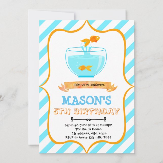 Guldfisk födelsedagsfest Inbjudan (Framsida)