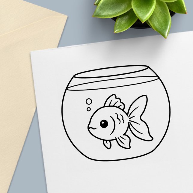 Guldfisk i ett akvarium självfärgande stämpel (Skapare uppladdad)
