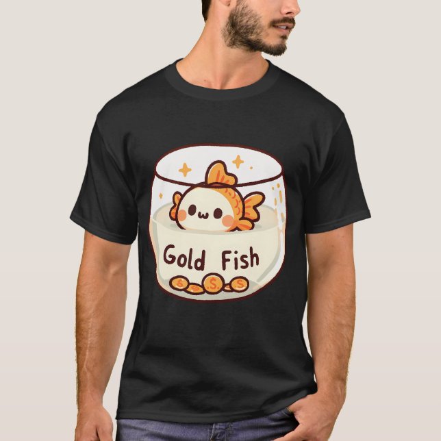 Guldfisk i skål med mynt t shirt (Framsida)