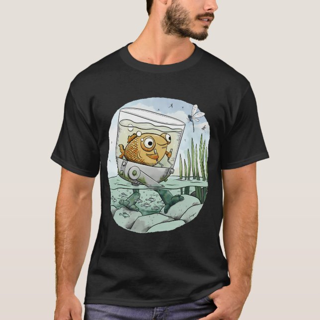 Guldfisk lämnar grunt vatten t shirt (Framsida)