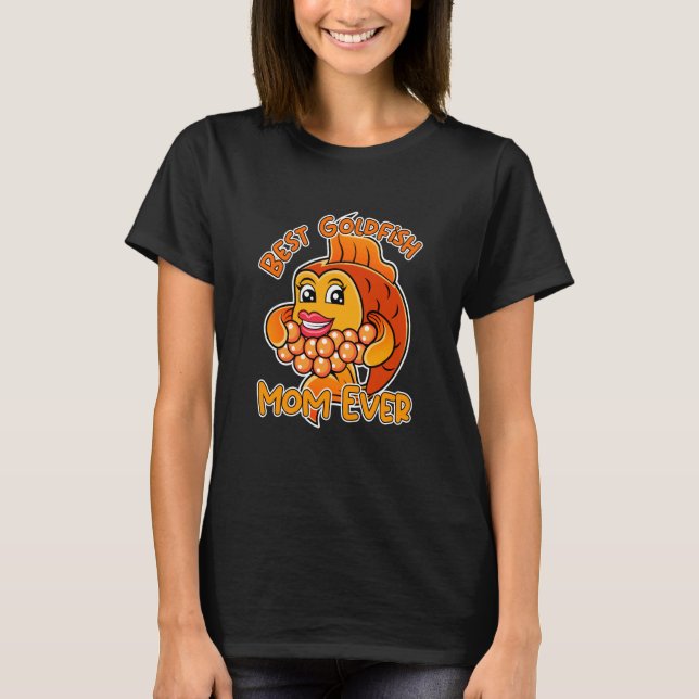 Guldfisk Mamma Ironisk Söt Fisk Djur T Shirt (Framsida)