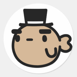 Guldfisk med top hat runt klistermärke