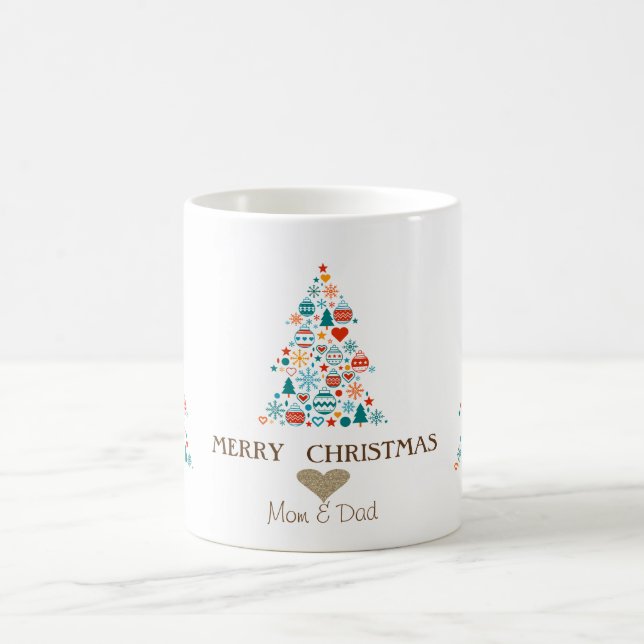 Guldfjäril, tall färgglada bollar jul kaffemugg (Center)