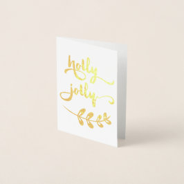 Guldfoil Holly Jolly Jul Notecard Folierat Kort