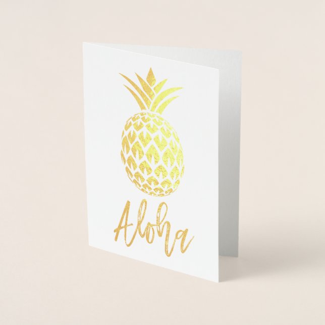 Guldfolie Aloha-kort med Ananas-mönster Folierat Kort (Framsida)