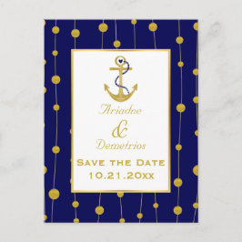 Guldfolie ankare nautisk bröllop spara datum meddelande vykort