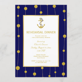 Guldfolie ankarpunkt nautisk bröllop-repetitionsmi inbjudningar