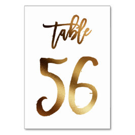 Guldfolie chic bröllop bordsnummer | Bord 56