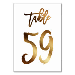 Guldfolie chic bröllop bordsnummer | Bord 59