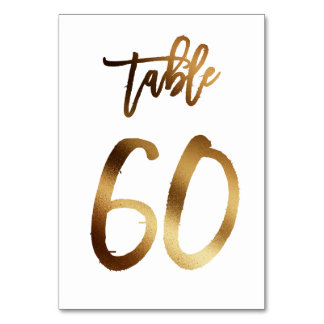 Guldfolie chic bröllop bordsnummer | Bord 60
