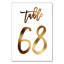 Guldfolie chic bröllop bordsnummer | Bord 68