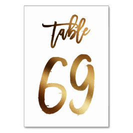 Guldfolie chic bröllop bordsnummer | Bord 69
