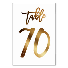 Guldfolie chic bröllop bordsnummer | Bord 70