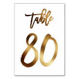 Guldfolie chic bröllop bordsnummer | Bord 80