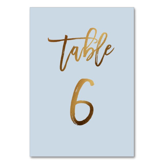 Guldfolie dammiga blå bordsnumret bröllop bordsnummer (Framsidan)