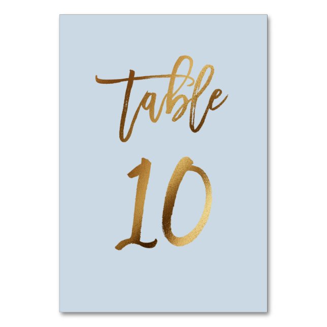 Guldfolie dammiga blå bordsnumret bröllop bordsnummer (Framsidan)