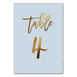 Guldfolie dammiga blå bordsnumret bröllop bordsnummer