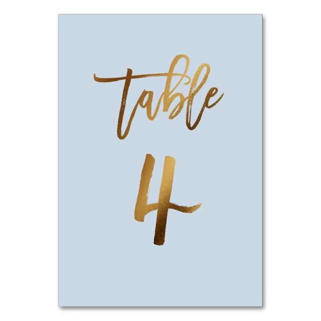 Guldfolie dammiga blå bordsnumret bröllop bordsnummer (Framsidan)