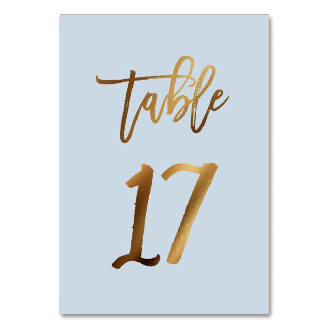 Guldfolie dammiga blå bordsnumret bröllop bordsnummer (Framsidan)