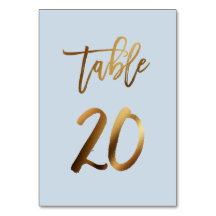 Guldfolie dammiga blå bordsnumret bröllop