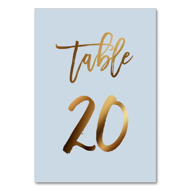 Guldfolie dammiga blå bordsnumret bröllop bordsnummer (Framsidan)