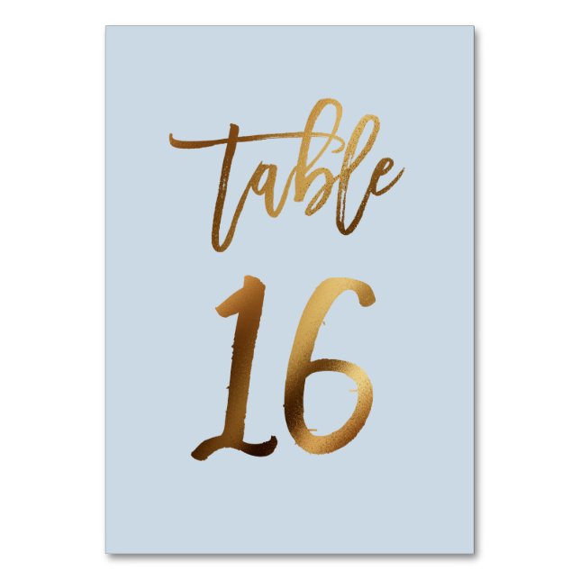 Guldfolie dammiga blå bordsnumret bröllop bordsnummer (Framsidan)