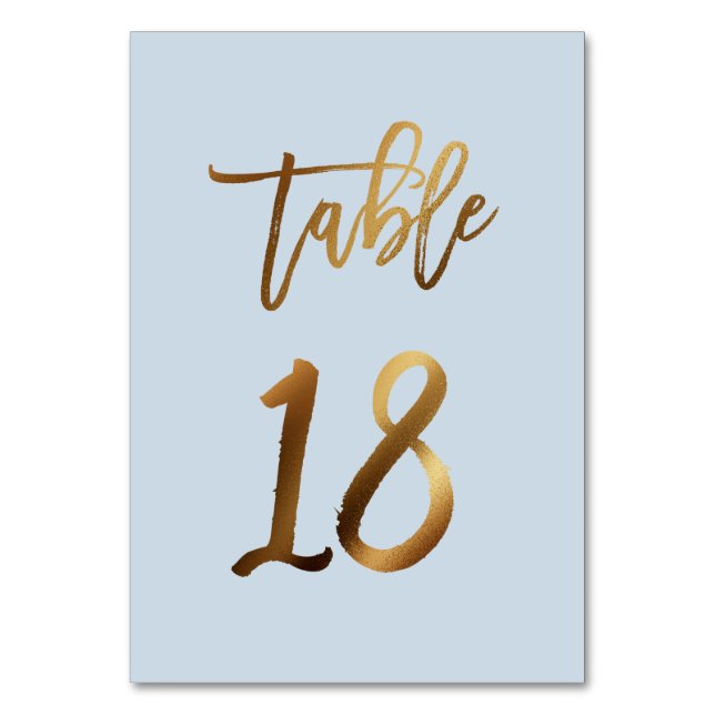 Guldfolie dammiga blå bordsnumret bröllop bordsnummer (Framsidan)