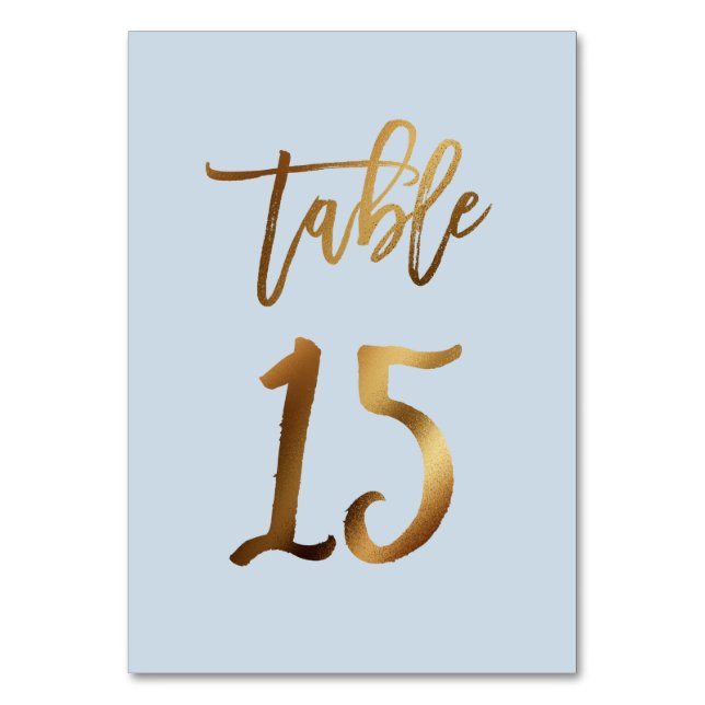 Guldfolie dammiga blå bordsnumret bröllop bordsnummer (Framsidan)