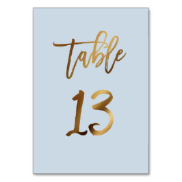 Guldfolie dammiga blå bordsnumret bröllop bordsnummer