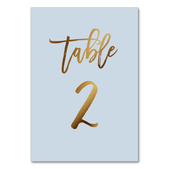 Guldfolie dammiga blå bordsnumret bröllop bordsnummer (Framsidan)