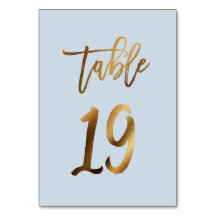 Guldfolie dammiga blå bordsnumret bröllop
