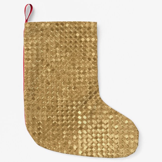 Guldfolie, glitter sömlös struktur. liten julstrumpa (Framsidan)