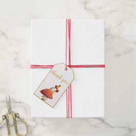 Guldfolie gräns, svampar och bin, babydusch presentetikett