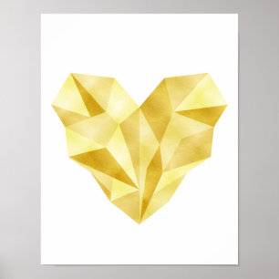 Guldfolie - hjärta Geometriskt hjärta poster