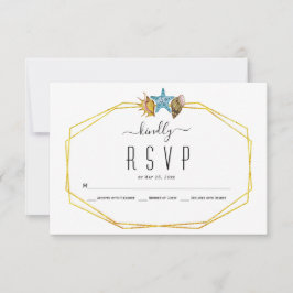 Guldfolie polygon och strandbröllop på strand OSA Kort