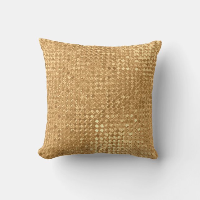 Guldfolie, sömlös mönster, guldfärgad glitter stru kudde (Framsida)