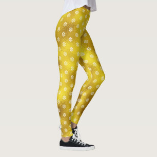 Guldfolie, vit snowflake mönster helgdag modern leggings