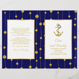 Guldfotsankare nautiskt bröllop, uppfällt program