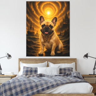 Guldfransk Bulldoggsfjärilsfantasi Art Print Canvastryck