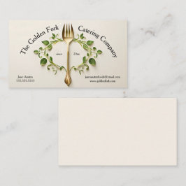 Guldgaffel med Vines Catering Food Service Visitkort