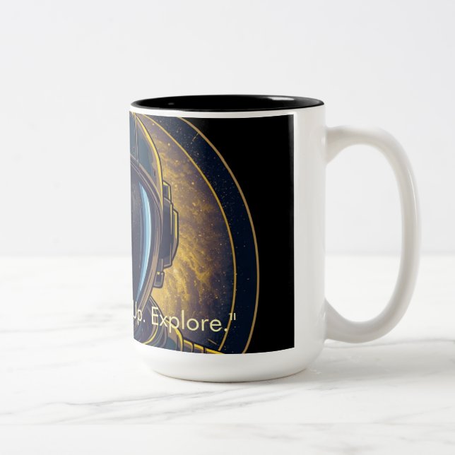 Guldgalax Rymdman Cirkelformad Vektor Kaffe Mugg (Höger)