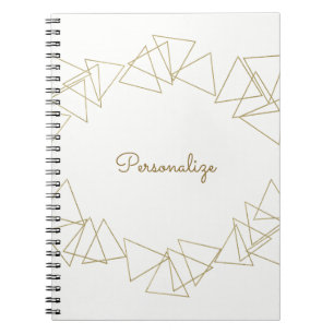Guldgeometriska trianglar Modern Glamour Chic Glam Anteckningsbok Med Spiral