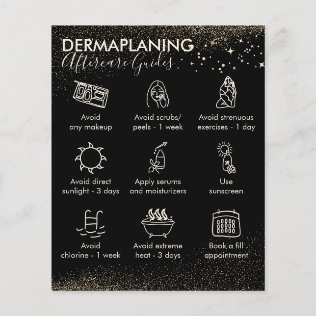 Guldglans Dermaplaning eftervård Budget Flygblad (Baksidan)