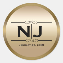 Guldgläns Elegant Glam Anpassad Monogrampresent Runt Klistermärke