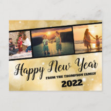 Guldgläns Gott Nytt År Fotokollage Postkort