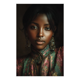 Guldglans Melanin Kunglig Huvudduk Porträtt Fototryck