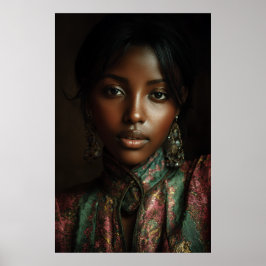 Guldglans Melanin Regal Huvudduk Porträtt Poster